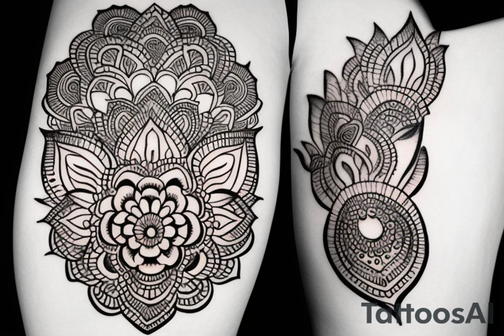 Henna flower baby Buddha tattoo idea