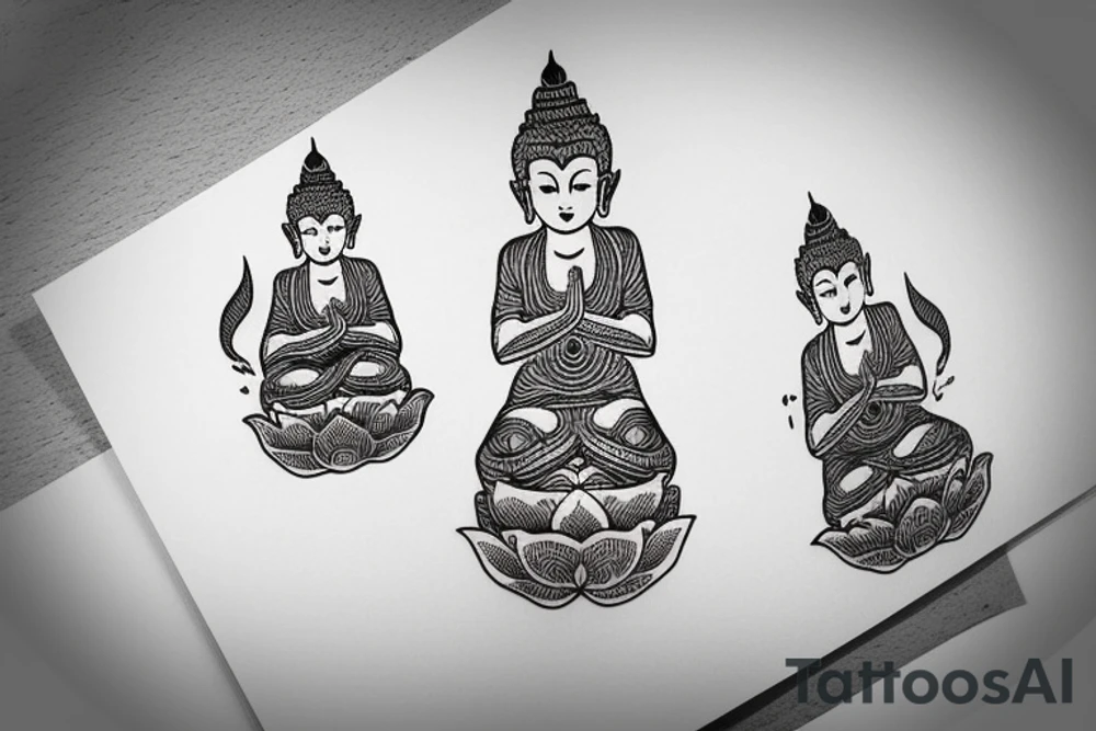 Henna flower baby Buddha tattoo idea