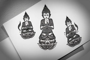 Henna flower baby Buddha tattoo idea
