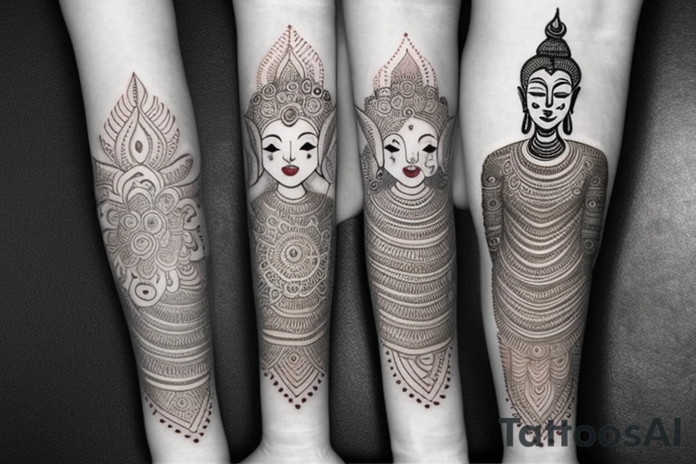 Henna flower baby Buddha tattoo idea