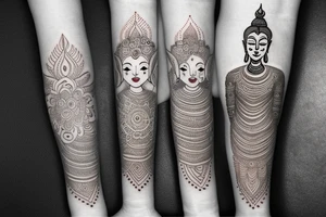 Henna flower baby Buddha tattoo idea
