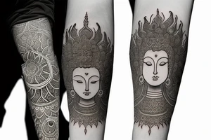 Henna Buddha that wraps around arm tattoo idea