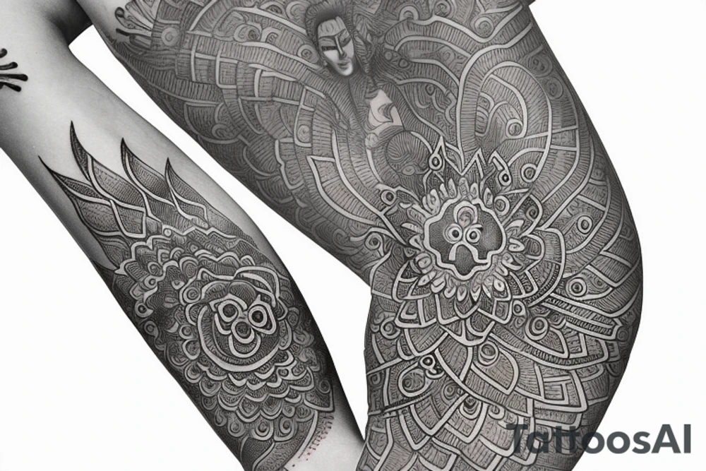 Henna Buddha that wraps around arm tattoo idea Henna Buddha that wraps around arm tattoo idea