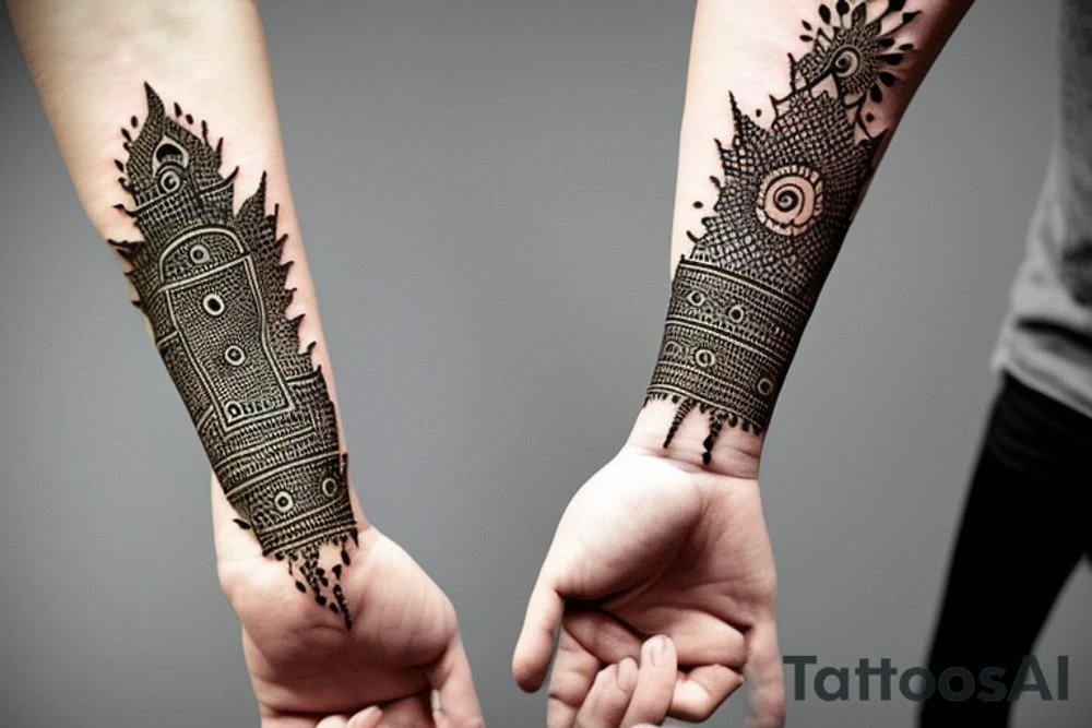 Henna black band that wraps around arm tattoo idea