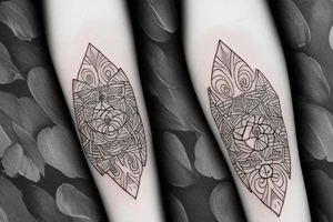 Flowers with a black band in the middle that wraps around arm tattoo idea