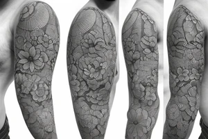 Soft edges flower pattern baby Buddha tattoo idea