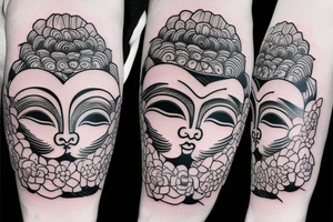 Forearm Soft edges flower pattern baby Buddha tattoo idea