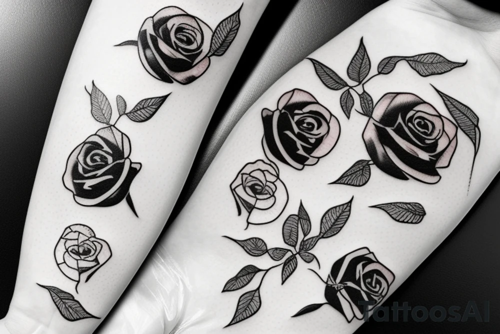 Black rose planted in a wine bottle tattoo idea