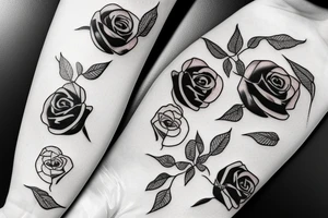 Black rose planted in a wine bottle tattoo idea
