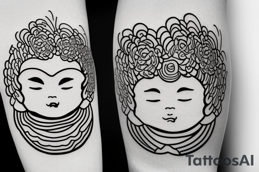 Forearm Soft edges flower pattern baby Buddha tattoo idea