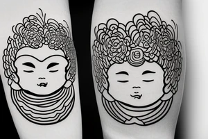 Forearm Soft edges flower pattern baby Buddha tattoo idea