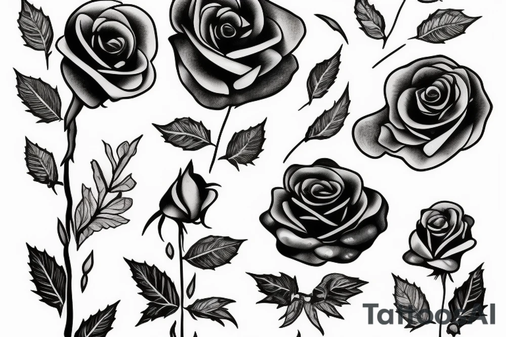 Black rose, planted in a wine bottle tattoo idea