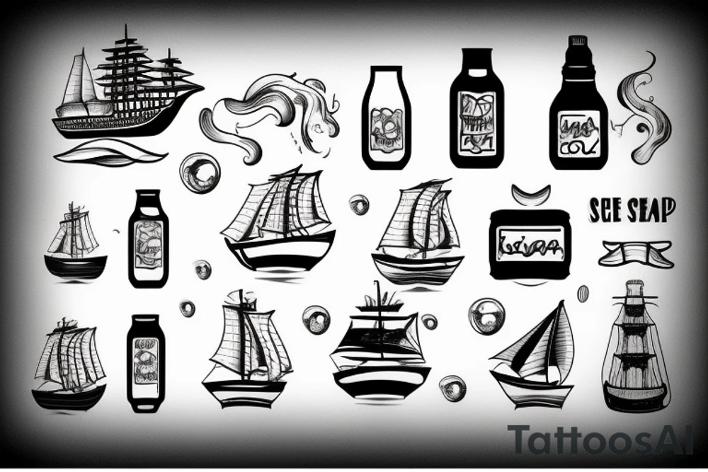 Seaship in a bottle tattoo idea