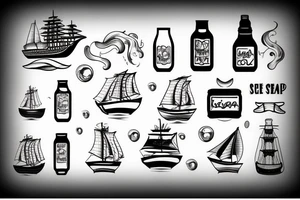 Seaship in a bottle tattoo idea