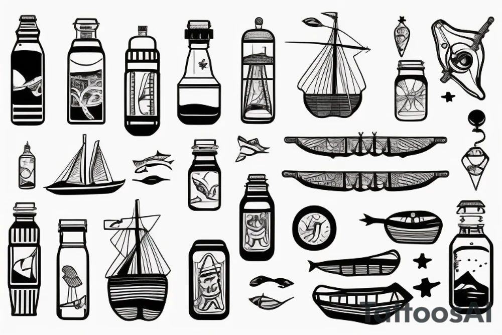 Seaship in a bottle tattoo idea