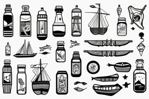 Seaship in a bottle tattoo idea