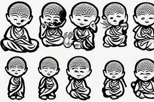 Baby Buddhist monk surrounded by flowers tattoo idea
