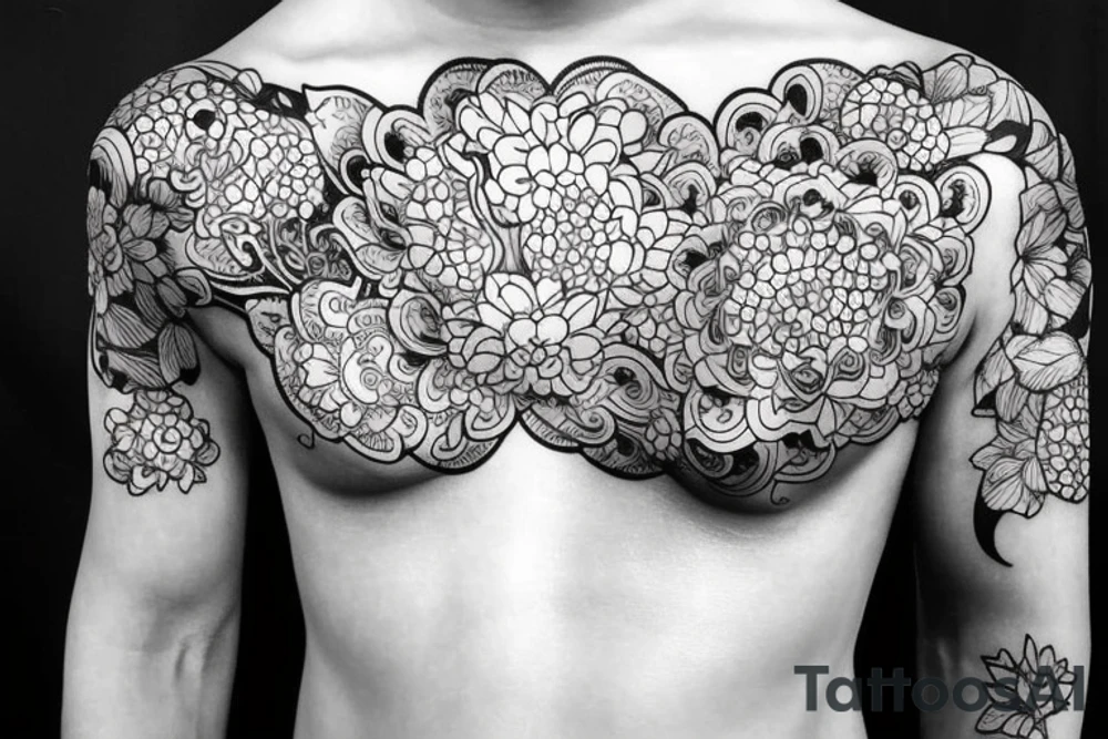 Baby Buddhist monk surrounded by flowers tattoo idea