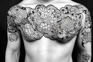 Baby Buddhist monk surrounded by flowers tattoo idea