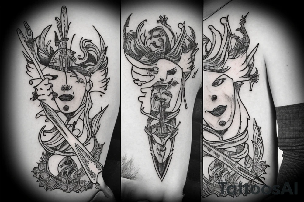 a dagger sticking in your skin tattoo idea
