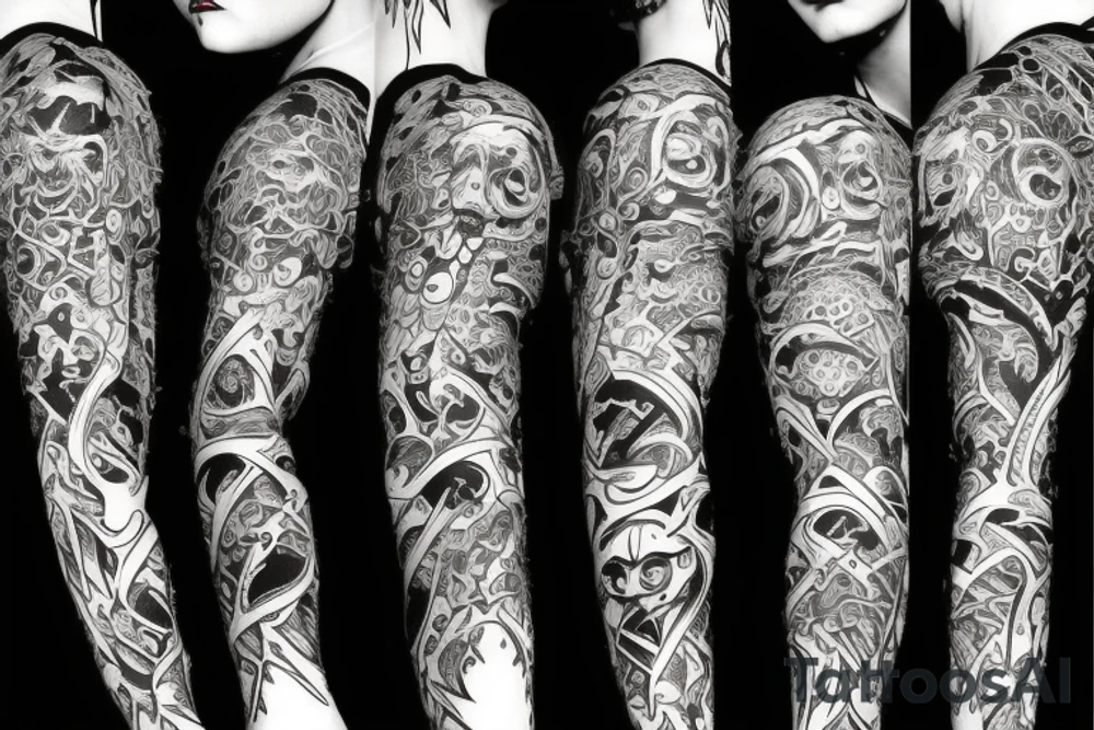 Gothic stile lines with a oni demon in the midlle tattoo idea