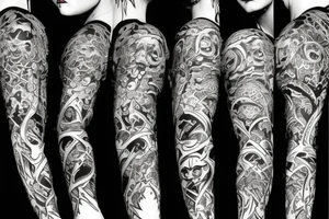 Gothic stile lines with a oni demon in the midlle tattoo idea