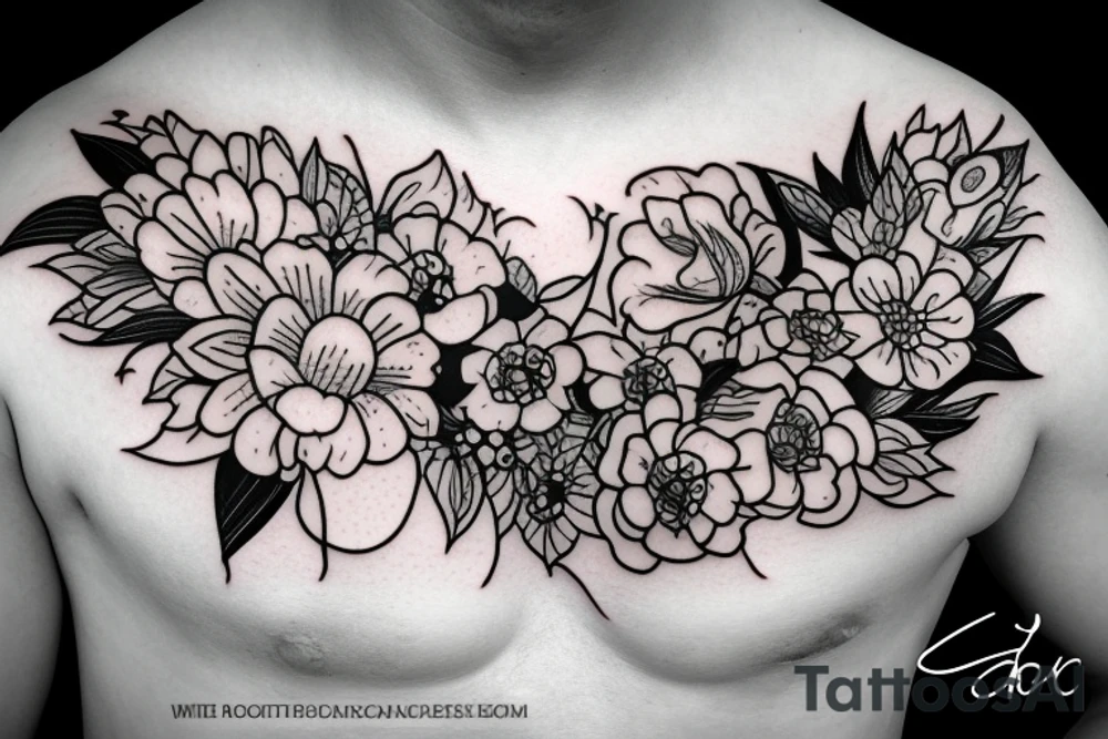 Baby Buddhist monk surrounded by flowers tattoo idea