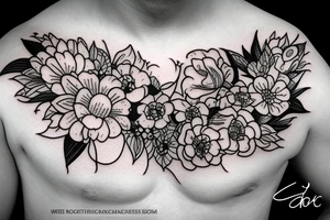 Baby Buddhist monk surrounded by flowers tattoo idea
