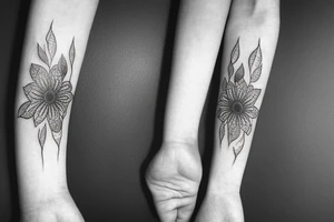 White flower on black stripe tattoo idea