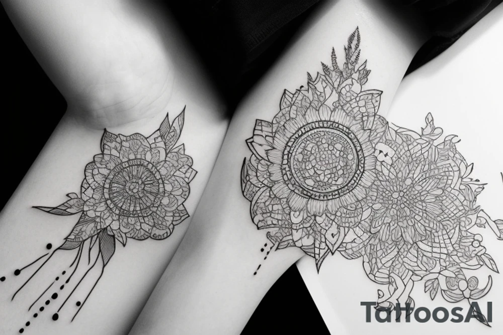 White flower on thick black line tattoo idea