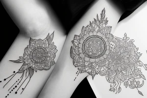 White flower on thick black line tattoo idea