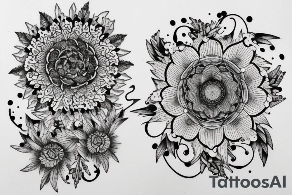 White flower on thick black line tattoo idea