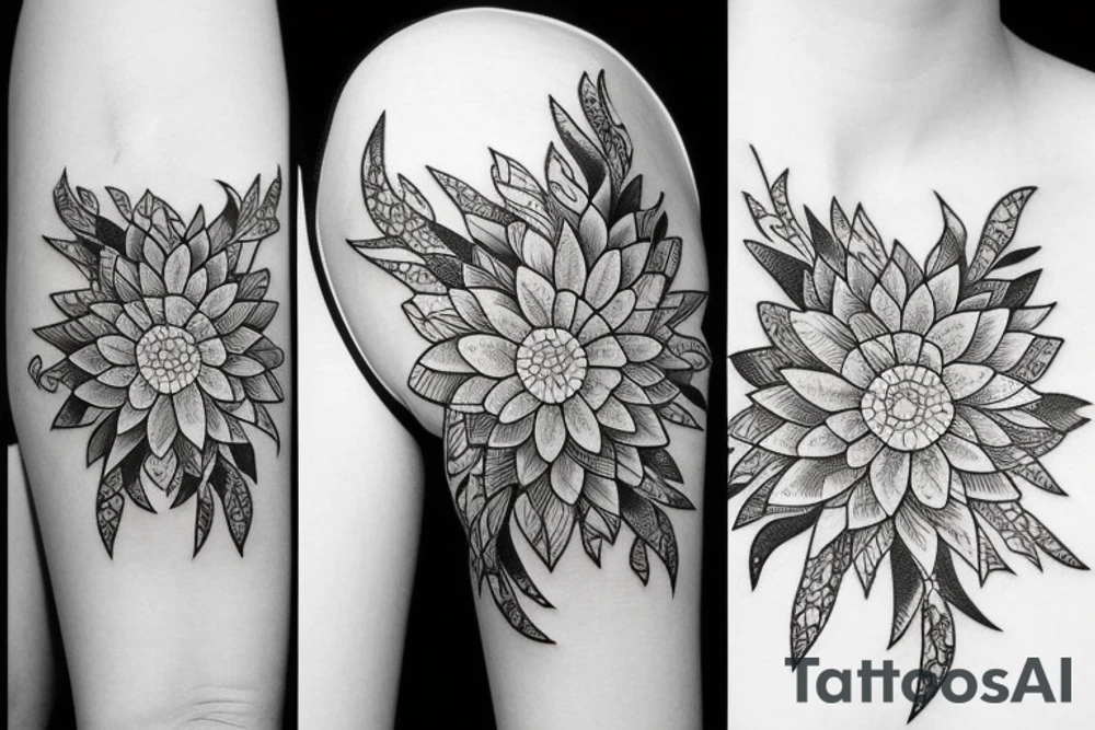 White flower on thick black line tattoo idea