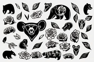 bear vector lines tattoo idea