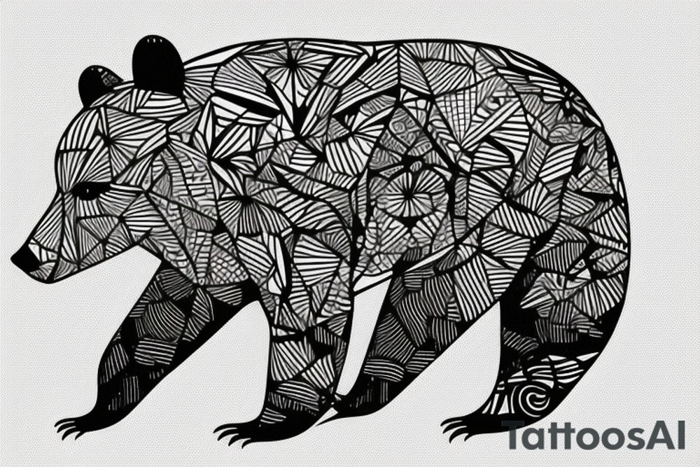 bear vector lines tattoo idea