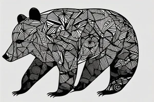 bear vector lines tattoo idea