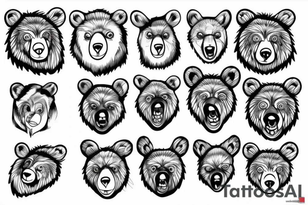 bear face 
vector lines tattoo idea