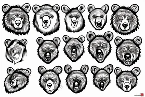 bear face 
vector lines tattoo idea