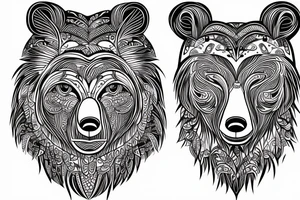 bear face 
vector lines tattoo idea