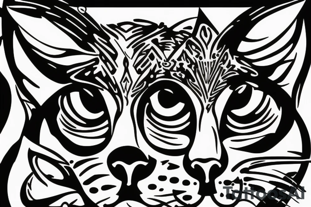 lynx face 
vector lines tattoo idea