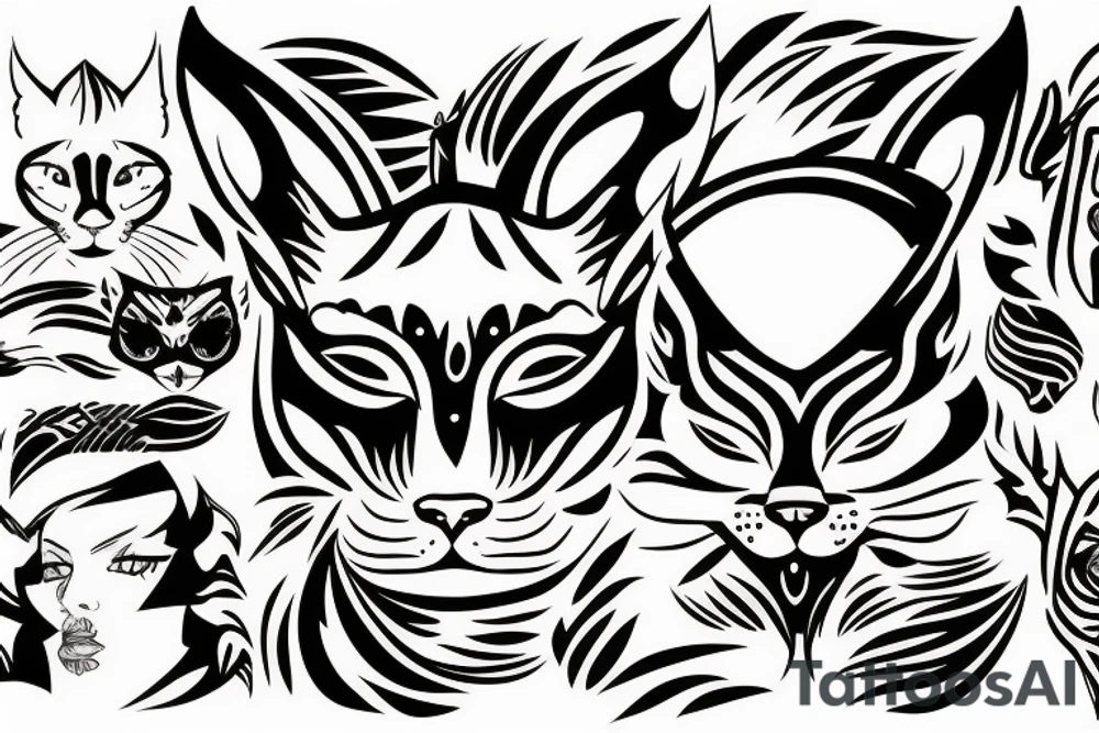 lynx face 
vector lines tattoo idea