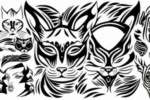 lynx face 
vector lines tattoo idea