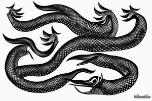 nordic sea serpent that wraps around nordic spears tattoo idea