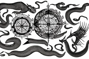 nordic sea serpent, nordic compass tattoo idea