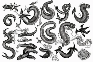 nordic sea serpent, nordic compass tattoo idea