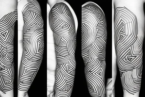White line work on black, geometric design tattoo idea