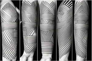 White line work on black, geometric design tattoo idea