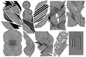 White line work on black, geometric design, feminine tattoo idea