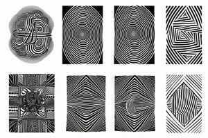 White line work on black, geometric design, feminine tattoo idea