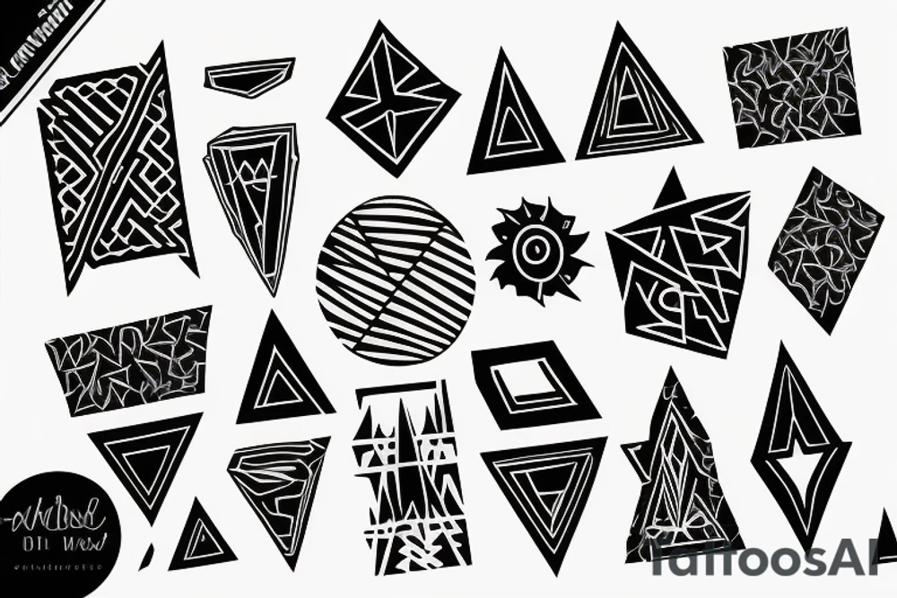 the number 3 % inside a geometric shape tattoo idea